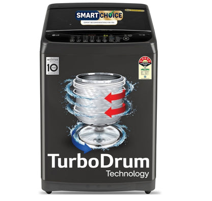 LG Smart Choice, 9 Kg, 5 Star, Smart Inverter Technology, Turbodrum, Fully Automatic Top Load Washing Machine (T90AJMB1Z, Jetspray+, Turbowash, Auto Tub Clean after every wash cycle, Middle Black)