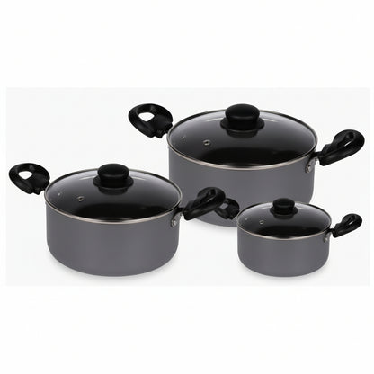 Pigeon Casserole 6-Piece Set (2.9L, 3.8L, 4.8L) – Non-Stick Aluminium with Glass Lids