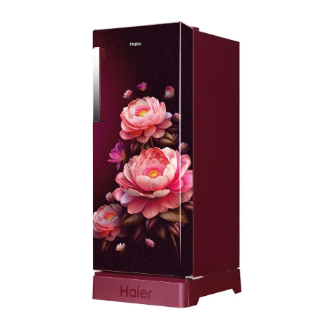 Haier 190 L 5 Star Direct Cool Single Door Refrigerator  Model: HRD-2115PRB-N | Red Blossom | With Base Drawer