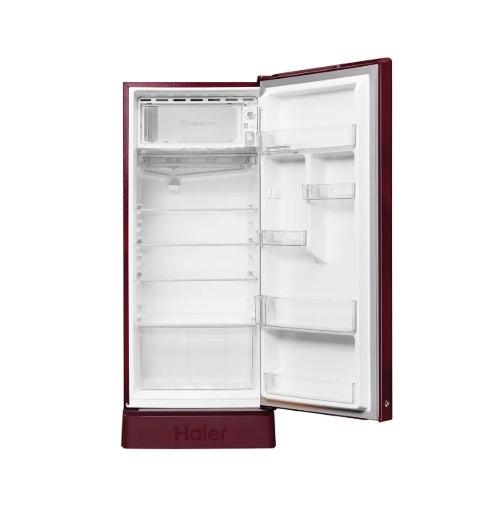 Haier 190 L 5 Star Direct Cool Single Door Refrigerator  Base Stand Drawer | Red Hilton Finish | Model: HRD-2115PRH-N