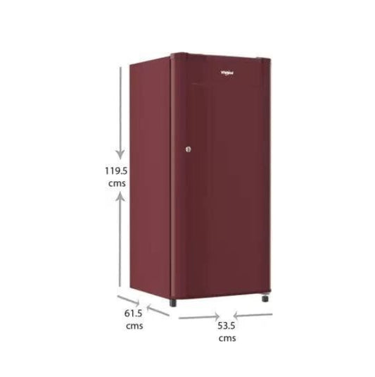 Whirlpool 185L 1-Star Single Door Refrigerator (Solid Wine, Model: 72492)