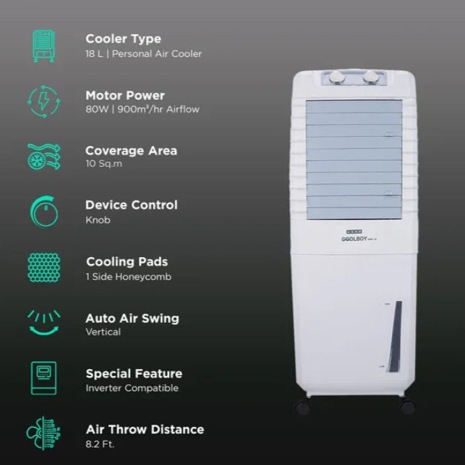 USHA COOLBOY MINI 18 Litres Personal Air Cooler with Inverter Compatible