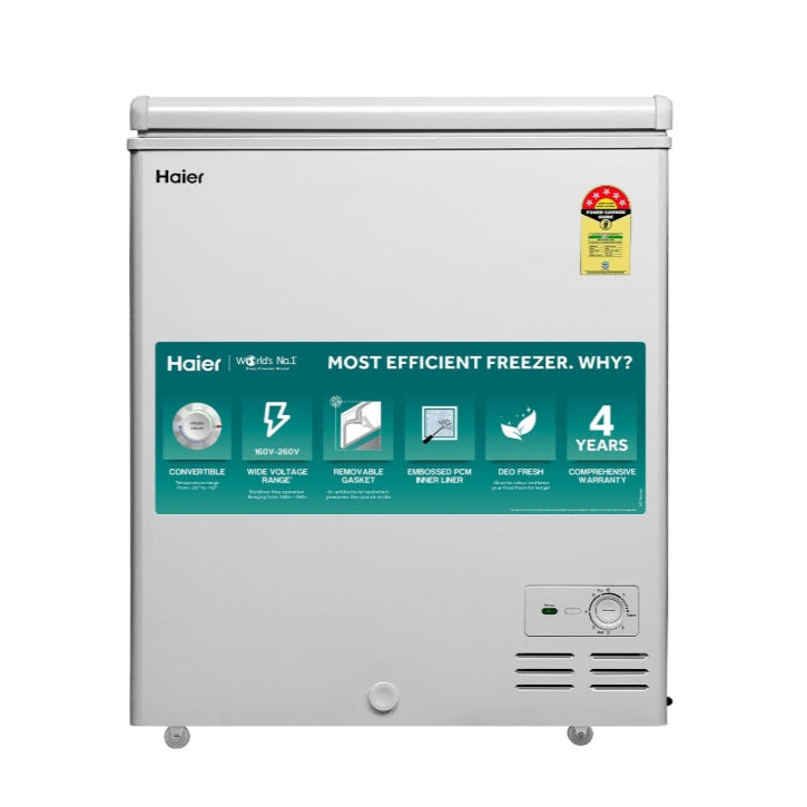 Haier HFC-145SM5, 5 Star Rating Single Door Convertible Deep Freezer