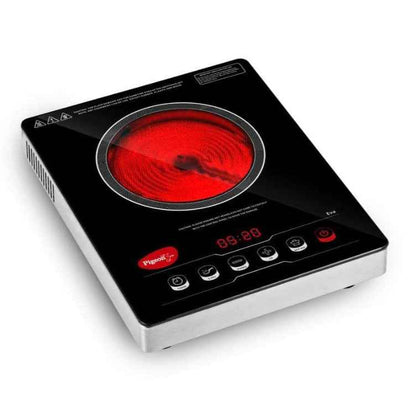 Pigeon Eva Infrared Cooktop 2000W with Amelia 2L Induction Base Pressure Cooker Combo (Black)