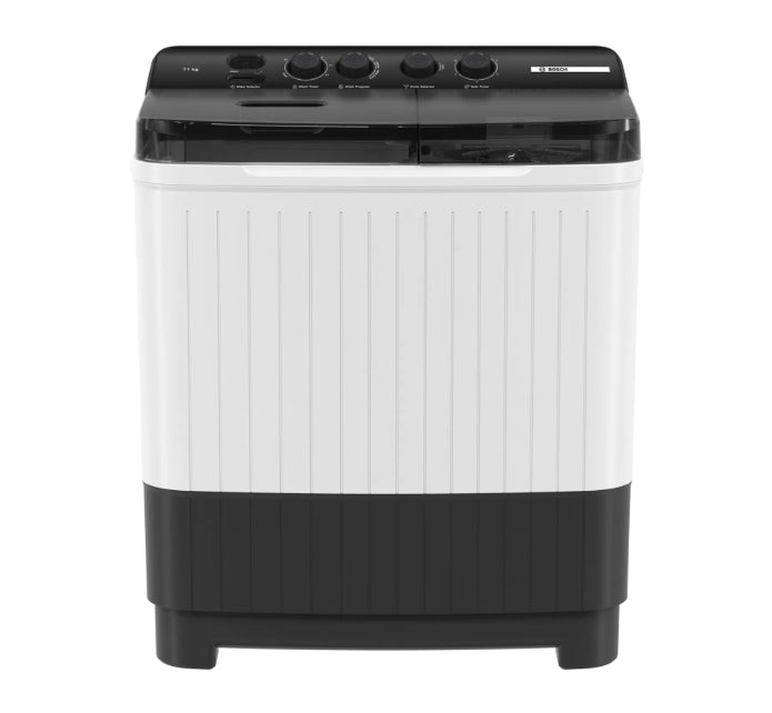 Bosch Series 2 11 kg Semi-Automatic Top Load Washing Machine (WJZ115W0IN, White & Black) - Powerful Wash, Fast Dry