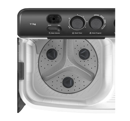 Bosch Series 2 11 kg Semi-Automatic Top Load Washing Machine (WJZ115W0IN, White & Black) - Powerful Wash, Fast Dry