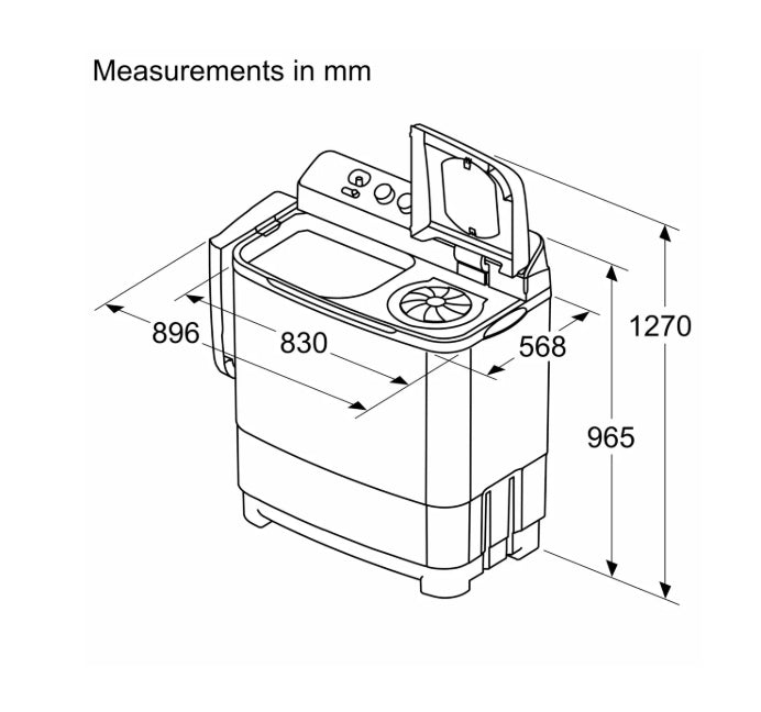Bosch WJZ115W0IN 11 Kg Semi Automatic Top Load Washing Machine – 1300 RPM