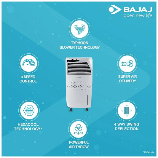 Bajaj Shield Series Skive Nios 36L Tower Air Cooler – DuraMarine PRO Pump, Anti-Bacterial Hexacool, 100 Ft Air Throw