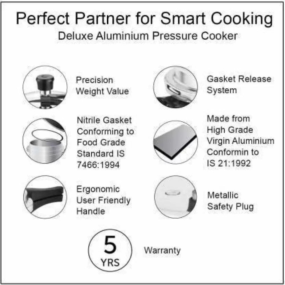 Pigeon Amelia 2L Induction Base Pressure Cooker – Inner Lid, Hard Anodized Aluminium, Gas & Induction Compatible