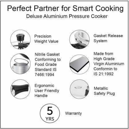 Pigeon Amelia 2L Induction Base Pressure Cooker – Inner Lid, Hard Anodized Aluminium, Gas & Induction Compatible