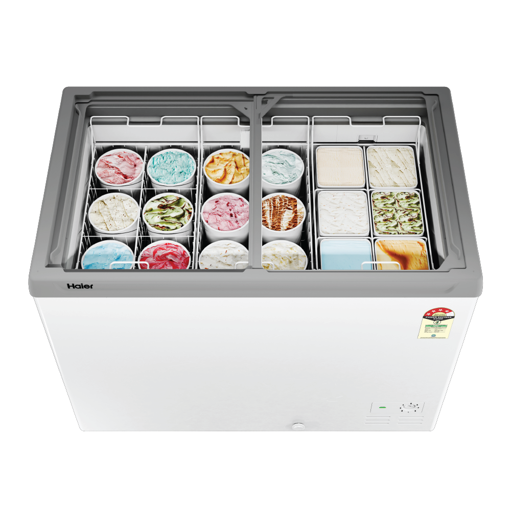 Haier HFC-425GL4 425L Glass Top Deep Freezer with LED Light, Dual Condenser & 4 Star Rating (2026 Model)