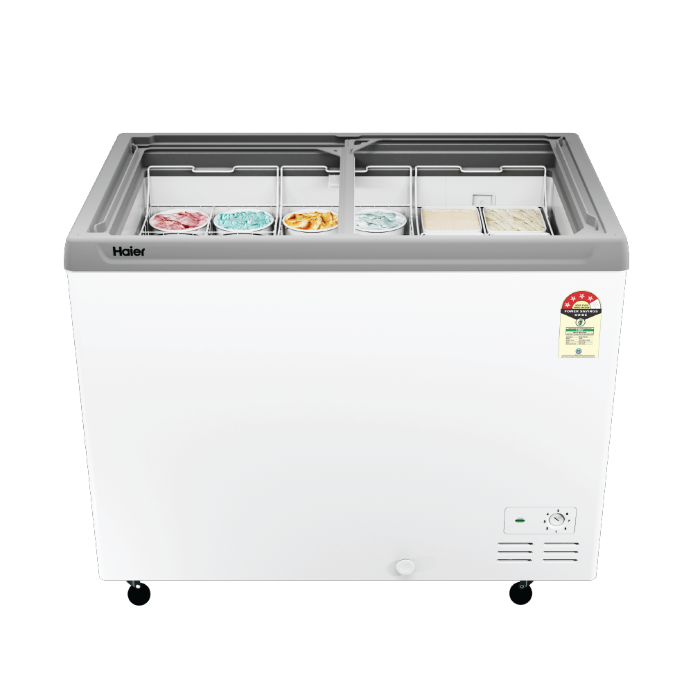 Haier HFC-425GL4 425L Glass Top Deep Freezer with LED Light, Dual Condenser & 4 Star Rating (2026 Model)