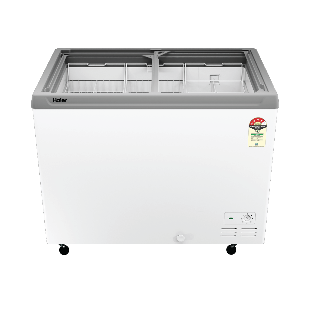 Haier HFC-425GL4 425L Glass Top Deep Freezer with LED Light, Dual Condenser & 4 Star Rating (2026 Model)