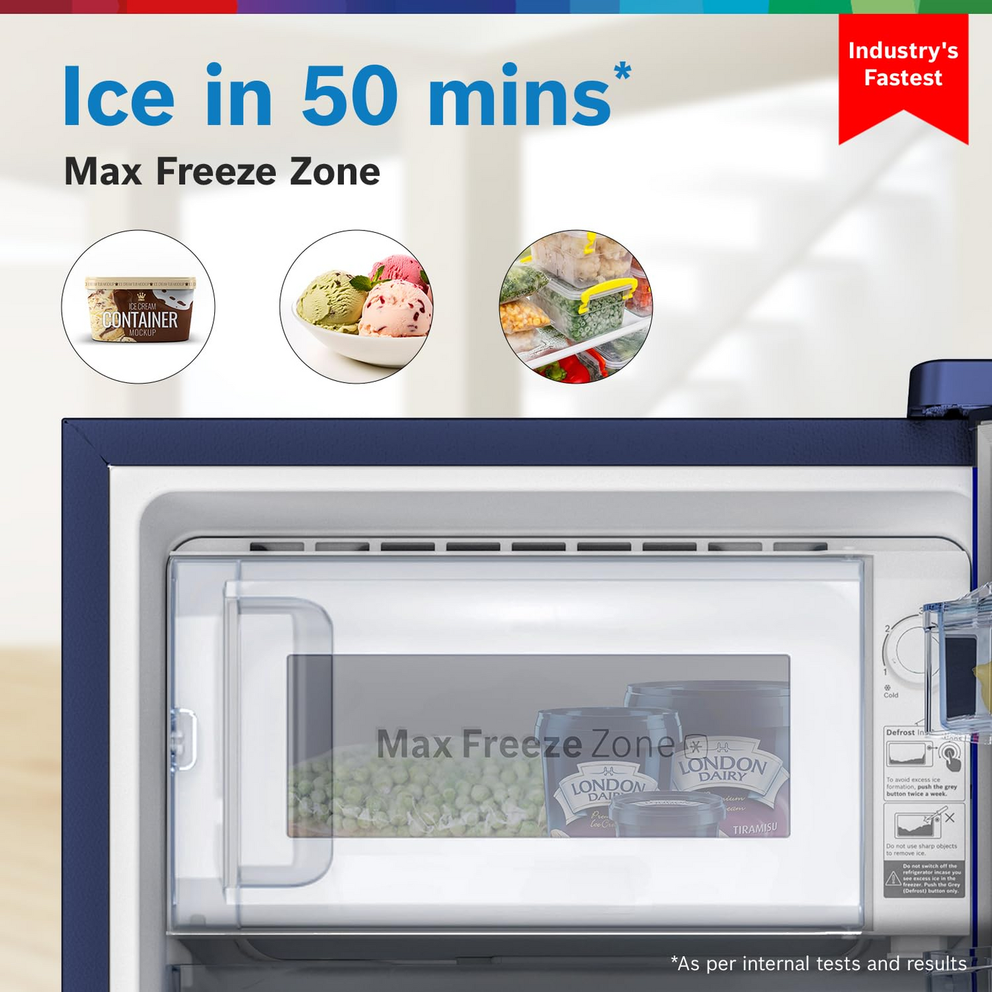 BOSCH 187L, 4 Star, Single Door Refrigerator with Industry's largest base drawer, vegetable box* & Beverage space (CST18B34PI, Feather blue) 18 Hr Cooling Retention, 2.5x Cooling, inverter compressor