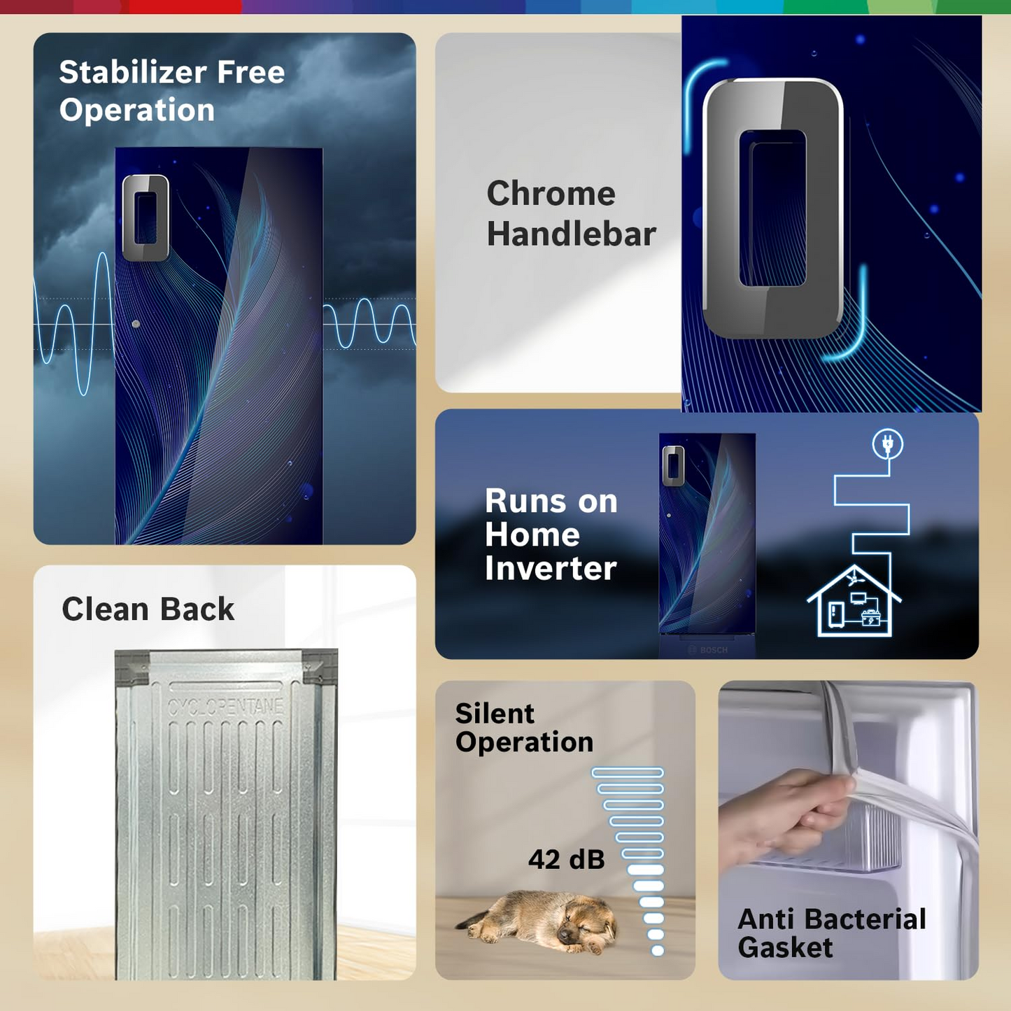 BOSCH 187L, 4 Star, Single Door Refrigerator with Industry's largest base drawer, vegetable box* & Beverage space (CST18B34PI, Feather blue) 18 Hr Cooling Retention, 2.5x Cooling, inverter compressor