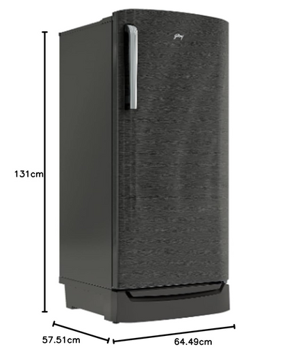 Godrej 180 L 2 Star Direct Cool Turbo Cooling Technology With Upto 24 Days farm Freshness Single Door Refrigerator With Base Drawer (RD EMARVEL 207B TDF FS ST, Fossil Steel)