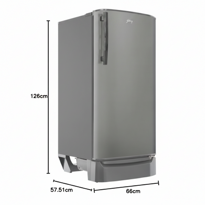 Godrej 180 L 2 Star Direct Cool Turbo Cooling Technology With Upto 24 Days farm Freshness Single Door Refrigerator (RD ERIOPLS 205B THF ST GL, Steel Glow)