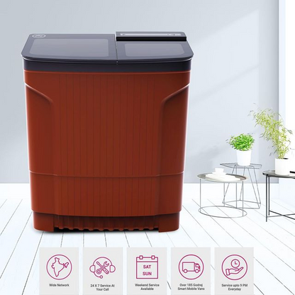 Godrej 8 kg 5 Star Semi Automatic Top Load Washing Machine  Model: WSEDGE ULT 80 5.0 DB2M CSRD | Colour: Red
