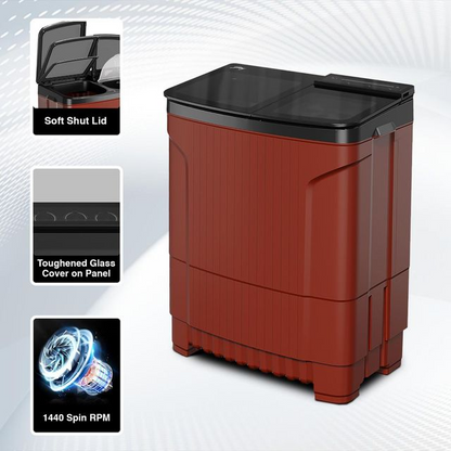 Godrej 8 kg 5 Star Semi Automatic Top Load Washing Machine  Model: WSEDGE ULT 80 5.0 DB2M CSRD | Colour: Red