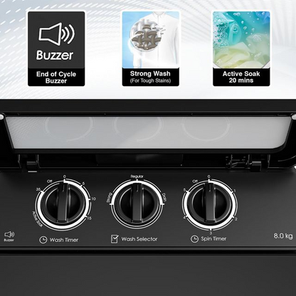 Godrej 8 kg 5 Star Semi Automatic Top Load Washing Machine  Model: WSEDGE ULT 80 5.0 DB2M CSRD | Colour: Red