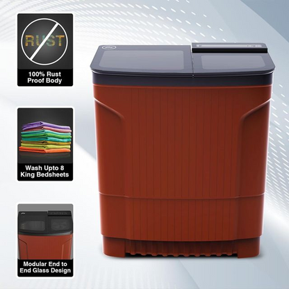 Godrej 8 kg 5 Star Semi Automatic Top Load Washing Machine  Model: WSEDGE ULT 80 5.0 DB2M CSRD | Colour: Red