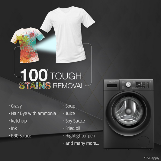 Whirlpool 9 Kg Ozone Technology 5 Star Inverter Front Load Fully Automatic Washing Machine with In-Built Heater (XO9012BYM52E, Midnight Grey, 100+ Tough Stains, 1400 RPM)