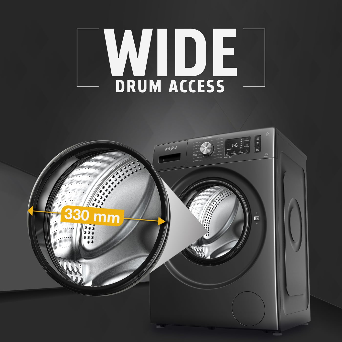 Whirlpool 9 Kg Ozone Technology 5 Star Inverter Front Load Fully Automatic Washing Machine with In-Built Heater (XO9012BYM52E, Midnight Grey, 100+ Tough Stains, 1400 RPM)