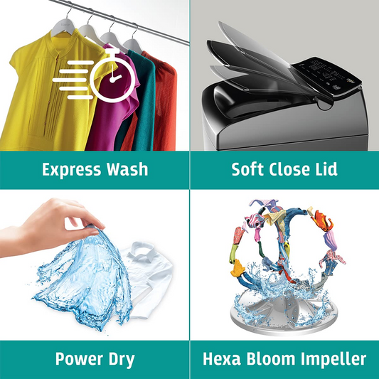 Whirlpool 9.5 kg Fully-Automatic Top Loading Washing Machine Appliance (360° BLOOMWASH PRO Heater 9.5, Graphite, In-built Heater) 31331