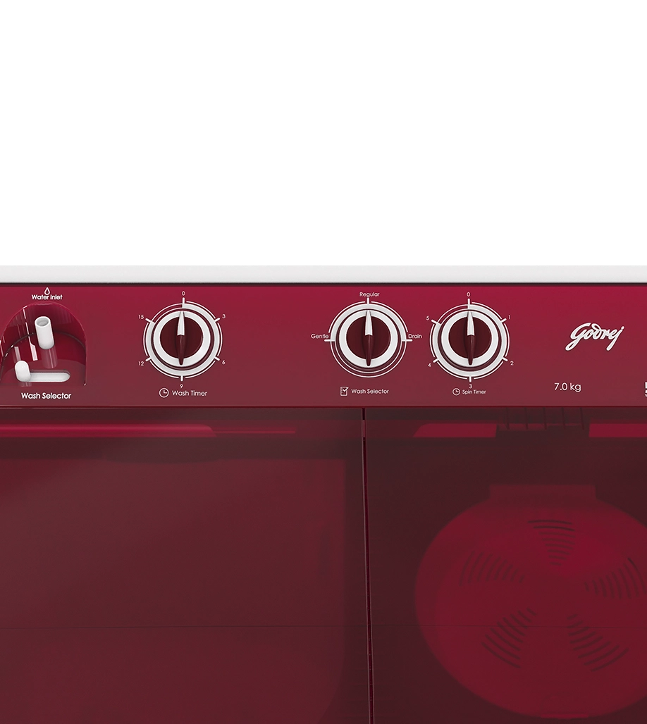 Godrej 7 Kg 5 star Semi-Automatic Top Loading Washing Machine (WSAXIS DX 70 5.0 SN2 T WNRD, Wine Red, 100% rust proof poly propylene body)