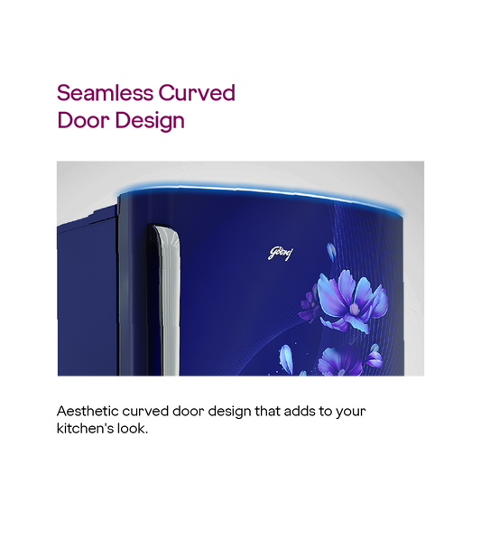 Godrej Edge Marvel 184 L 3-Star Single Door Refrigerator  Model: RD EMARVEL 207C TDF FU BL