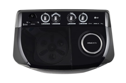 LG 9.5Kg 5 Star Semi Automatic Top Load Washing Machine,(Roller Jet Pulsator + Soak, Rat Away, Middle Black,P9555SKAZ)