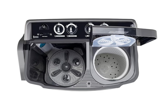 LG 9.5Kg 5 Star Semi Automatic Top Load Washing Machine,(Roller Jet Pulsator + Soak, Rat Away, Middle Black,P9555SKAZ)