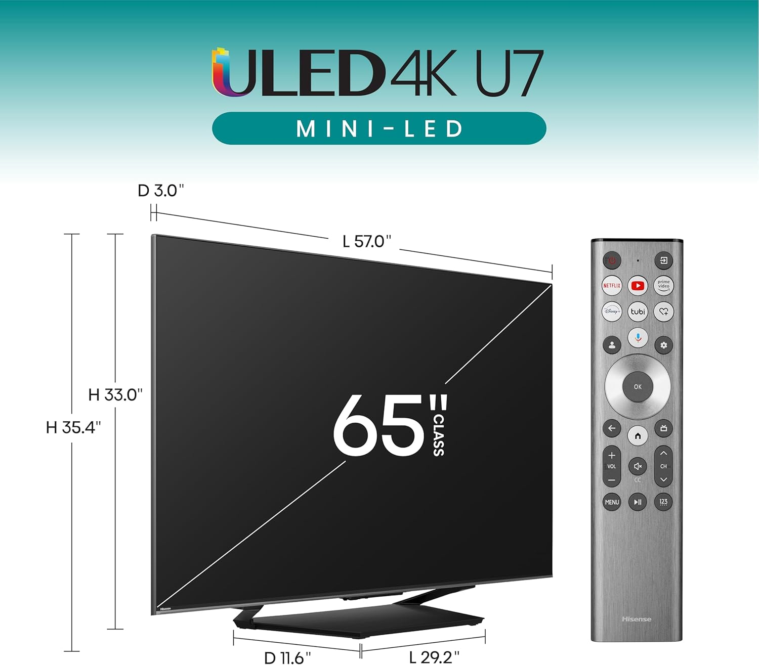Hisense 65-Inch Class U7 Series Mini-LED ULED 4K UHD