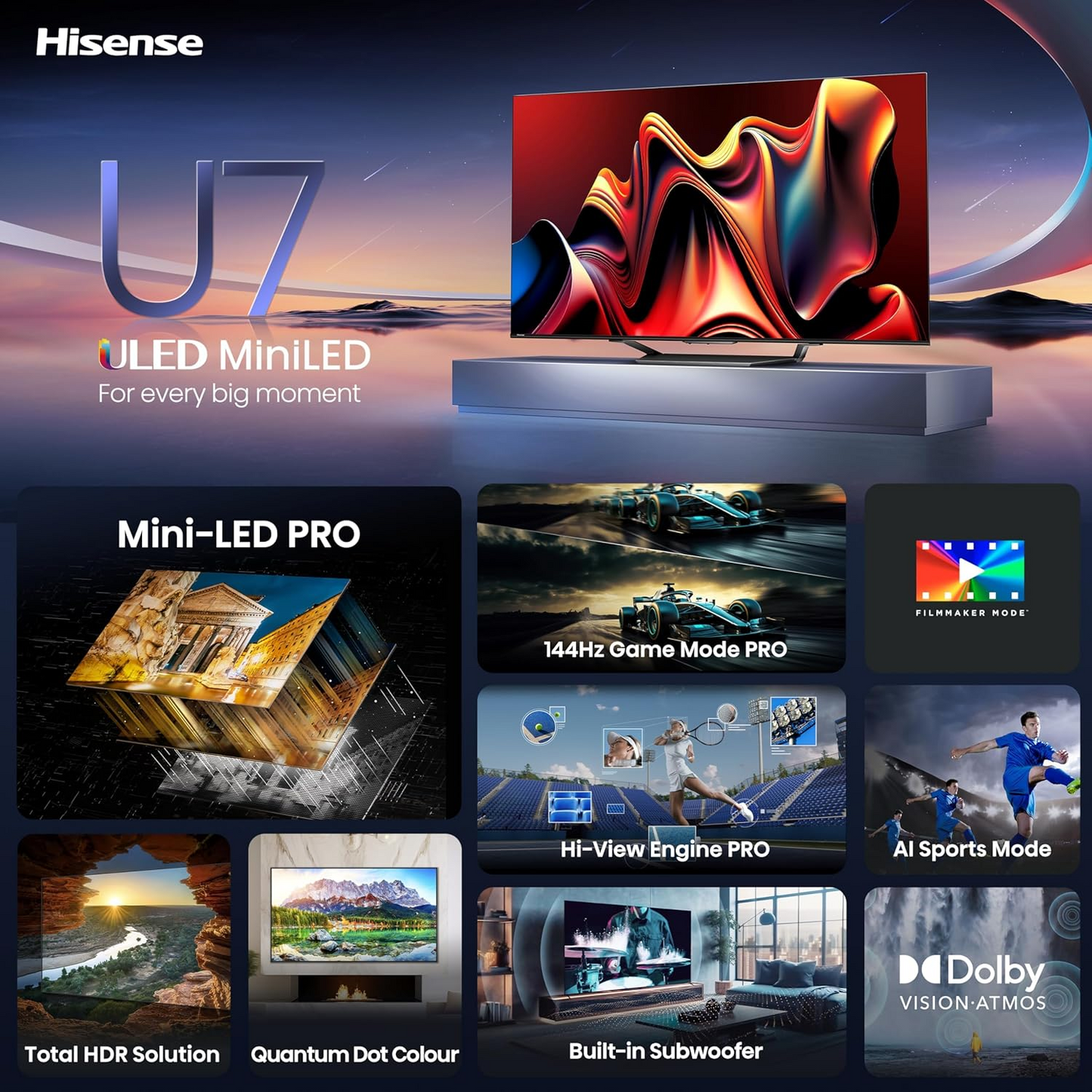 Hisense 65-Inch Class U7 Series Mini-LED ULED 4K UHD