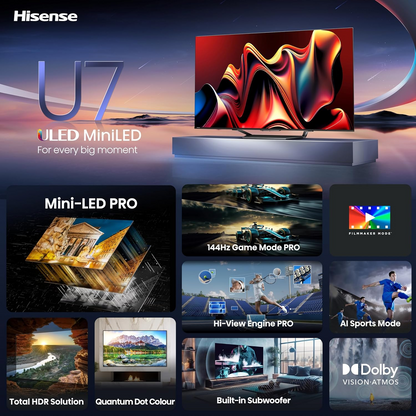 Hisense 65-Inch Class U7 Series Mini-LED ULED 4K UHD