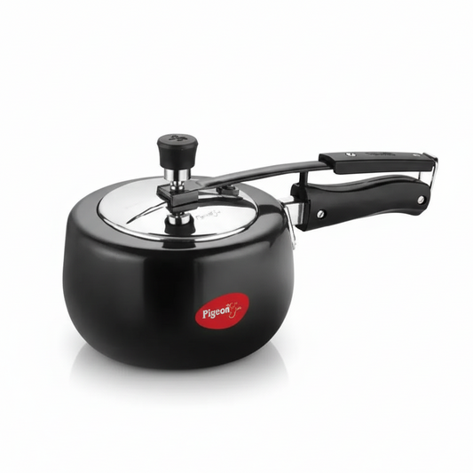 Pigeon Eva Infrared Cooktop 2000W with Amelia 2L Induction Base Pressure Cooker Combo (Black)