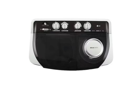 LG 8 Kg 5 Star Semi Automatic Washing Machine  Roller Jet Pulsator + Soak | Dark Grey | Model: P8015SGAZ