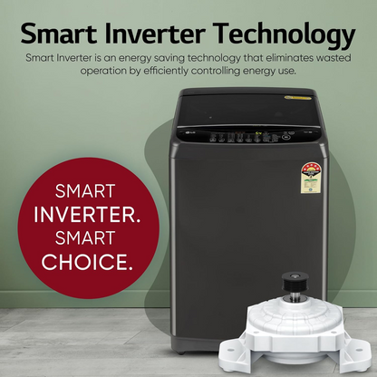LG Smart Choice, 9 Kg, 5 Star, Smart Inverter Technology, Turbodrum, Fully Automatic Top Load Washing Machine (T90AJMB1Z, Jetspray+, Turbowash, Auto Tub Clean after every wash cycle, Middle Black)
