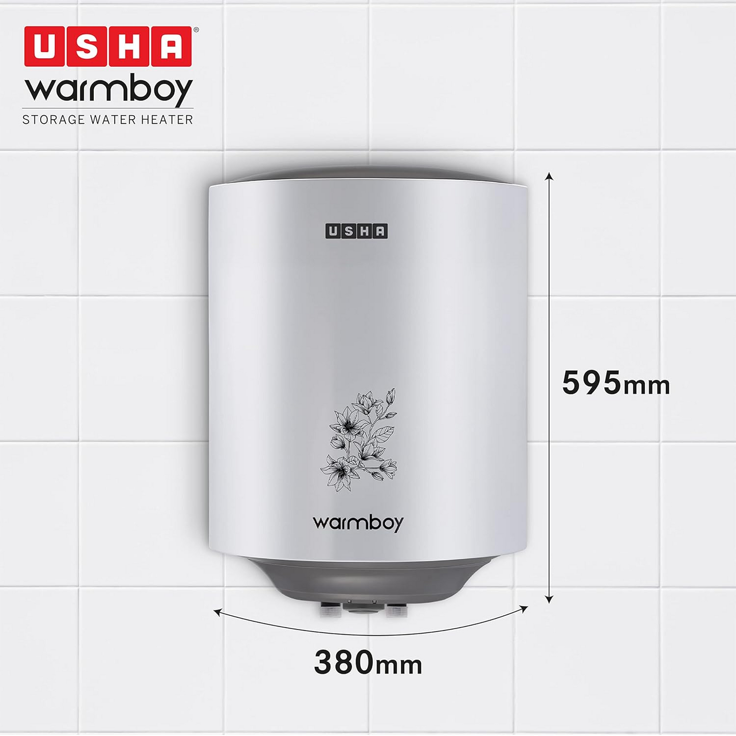 (BUY 1 GET 1) USHA Warmboy 25 Litre Storage Wall Water Heater (White)