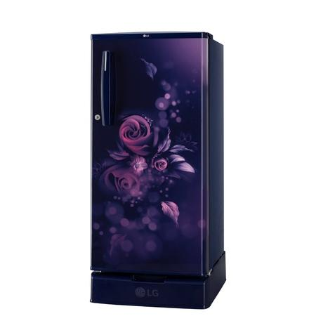 LG 185 L 2 Star Direct Cool Single Door Refrigerator  Model: GL-D199OBEC | Blue Euphoria | With Base Stand Drawer