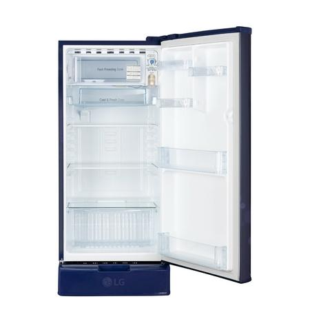 LG 185 L 2 Star Direct Cool Single Door Refrigerator  Model: GL-D199OBEC | Blue Euphoria | With Base Stand Drawer