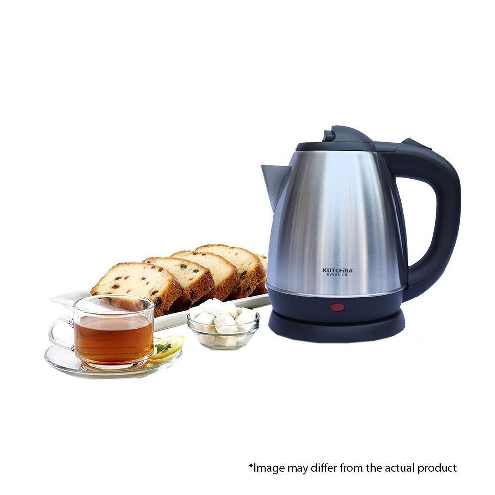 Kutchina EVASS 1.5L Electric Kettle – 1500W, Stainless Steel Body, 360° Cordless Base, Auto Shut-Off