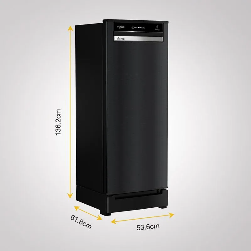 Whirlpool Vitamagic Pro 192L 3 Star Single Door Refrigerator with Base Drawer - Gravity Black-Y