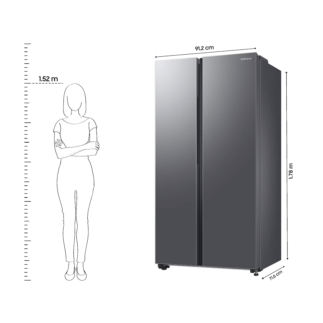 Samsung 653 L, 2 Star, Frost Free, Double Door, Convertible 5-in-1 Digital Inverter, Side By Side Refrigerator (RS76CG80X0S9HL, Silver, Refined Inox)