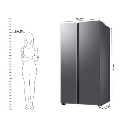 Samsung 653 L, 2 Star, Frost Free, Double Door, Convertible 5-in-1 Digital Inverter, Side By Side Refrigerator (RS76CG80X0S9HL, Silver, Refined Inox)