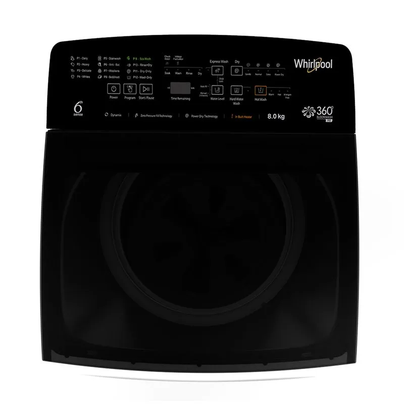 Whirlpool 360° Bloomwash Pro 8kg 5 Star Top Load Washing Machine with In-Built Heater