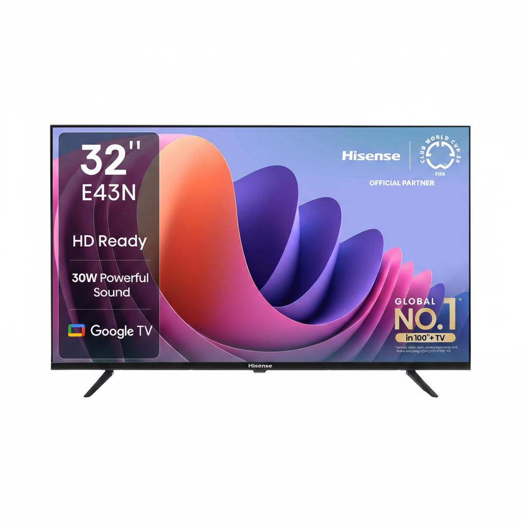 Hisense 32 Inch HD Ready Smart Google LED TV 32E43N with Dolby Audio