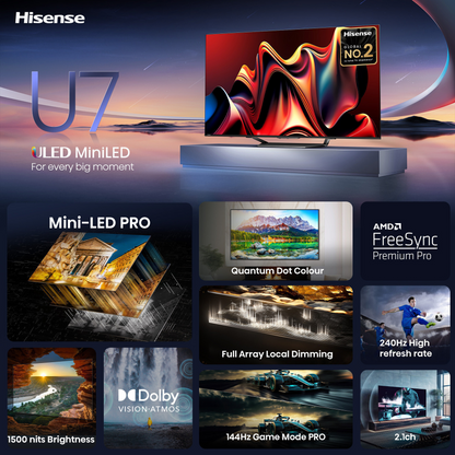 Hisense 65U7N 65-Inch Mini-LED 4K Smart TV