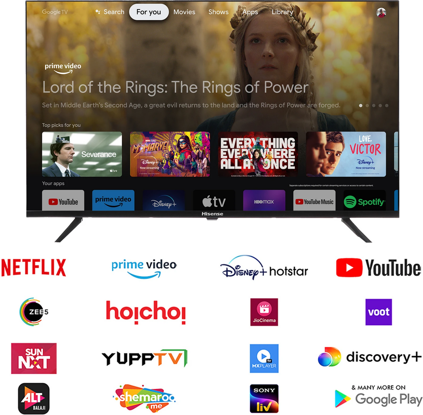 Hisense 32 Inch HD Ready Smart Google LED TV 32E43N with Dolby Audio