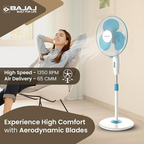 Bajaj Turbo 400 mm Pedestal Fan (Model: Turbo, Fiji Blue)